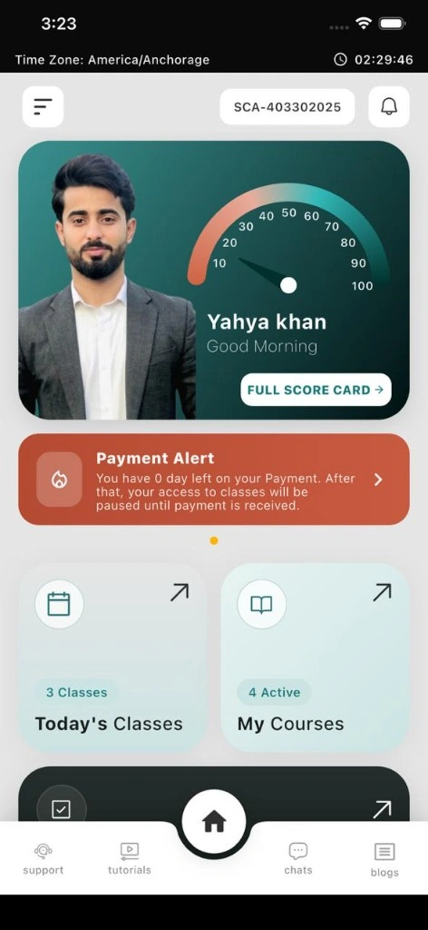 Source Code Academia app student dashboard