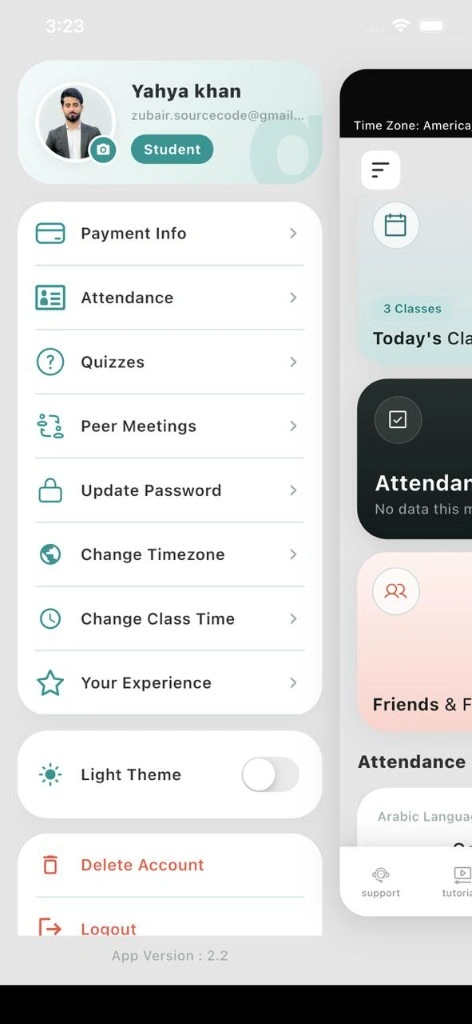 Your account screen in the Source Code Academia app